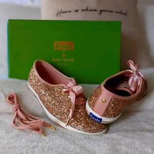 kate spade ♠️ rose gold glitter keds